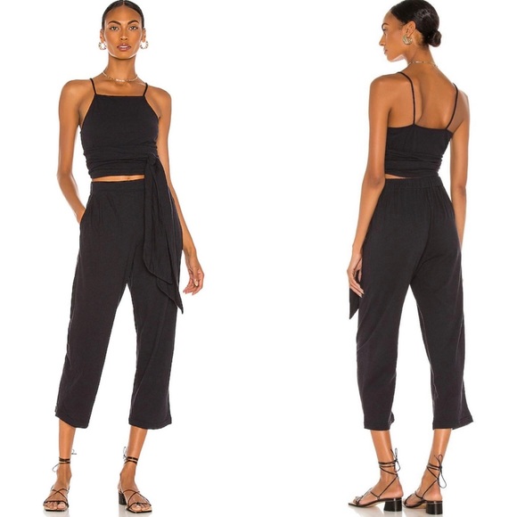Free People Pants - Free People Beach Nikki Textured Set in Black Size Large